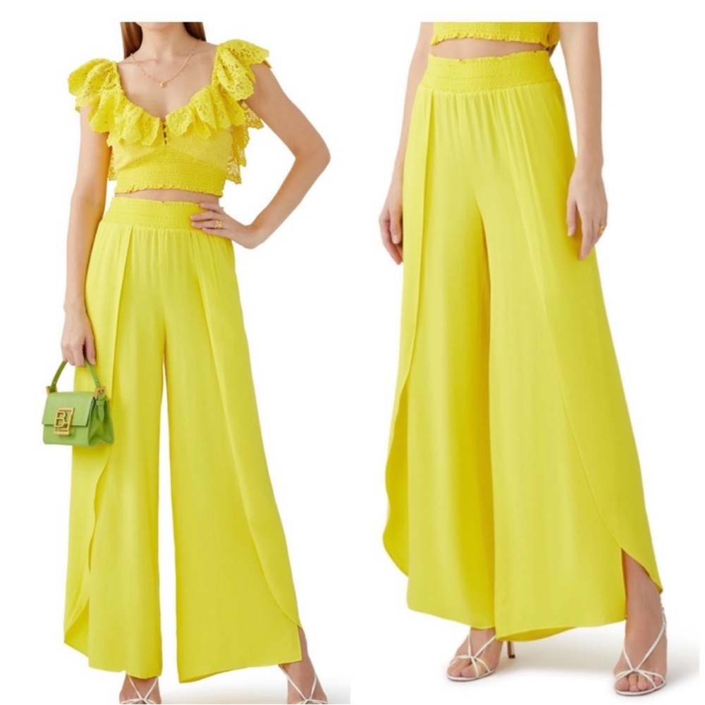 NEW Alice + Olivia Larissa wide leg open pleats pants